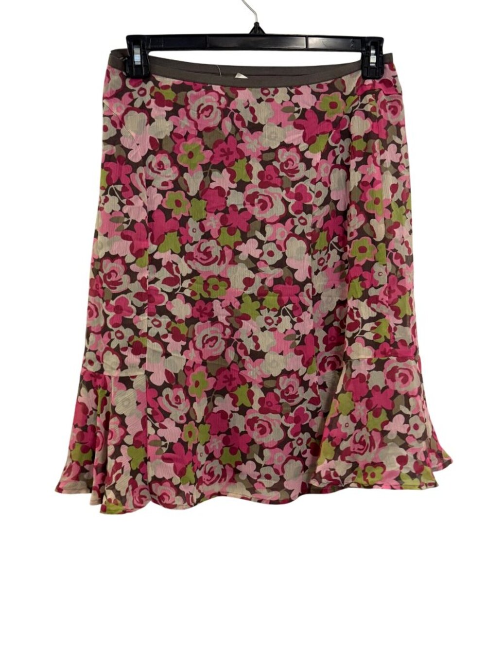 Sigrid Olsen Floral A-Line Skirt 8P Pink Green Brown Polyester Petite New - Picture 7 of 7